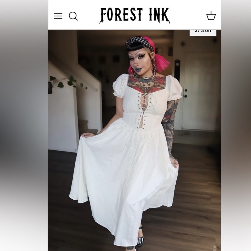 ❗️LAST CHANCE❗️SALE🔅🩶🤍 Forest Ink Odette MIDI Dress 🤍🩶